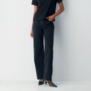 TNA Artizia Black Wide Leg Cotton High Waisted Jeans Size 4 Trendy Neutral